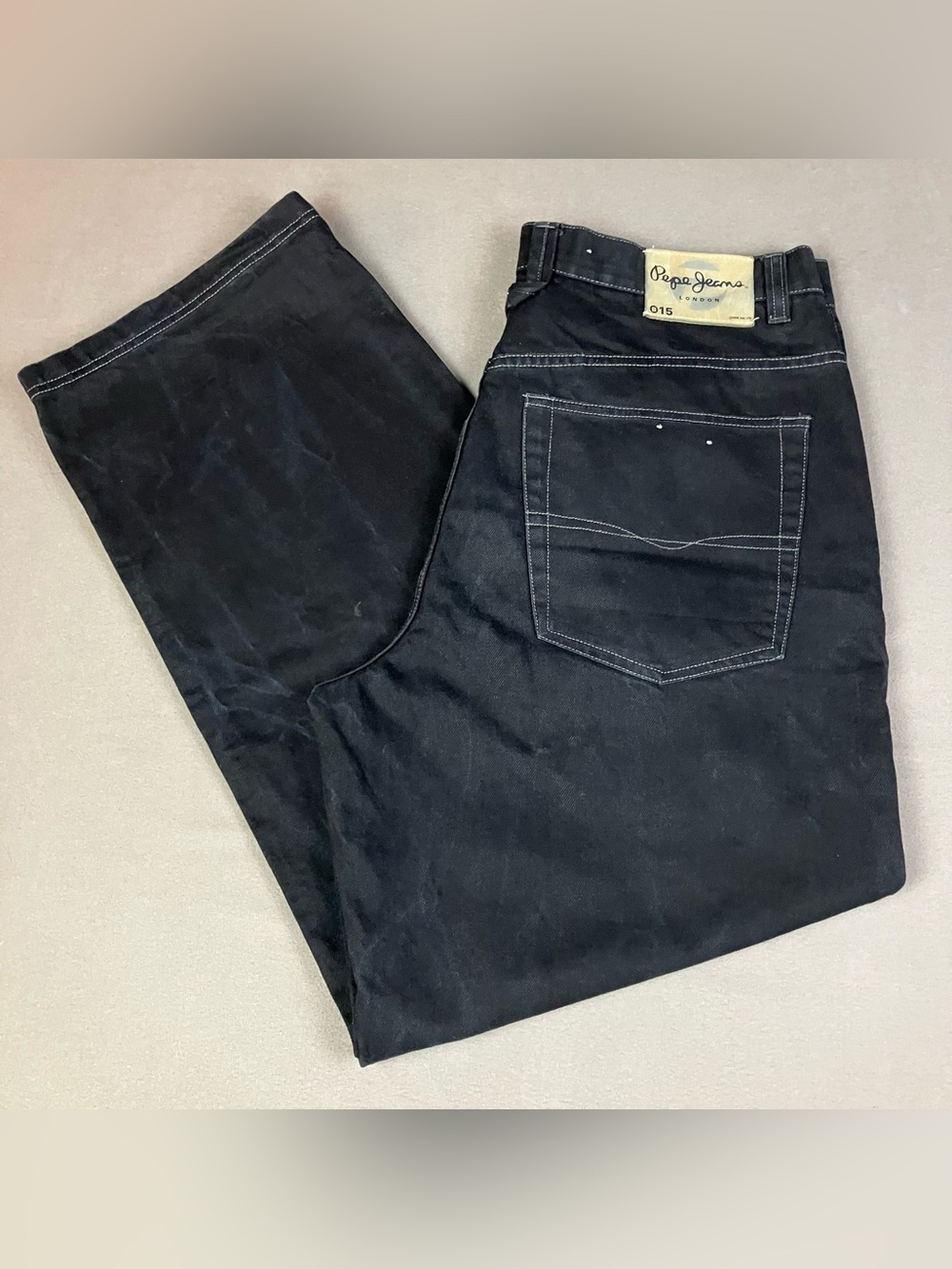 VTG Y2K Pepe Jeans London Men’s Size 38x33 Black Denim Wide Leg Baggy. In good c